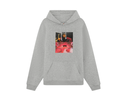 THREE LETTERS SAY TO THE FACE HOOD GREY.